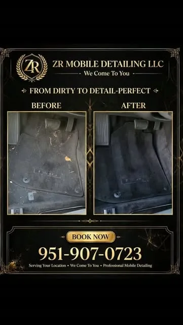Before and after: floor mat cleaned by ZR Mobile Detailing